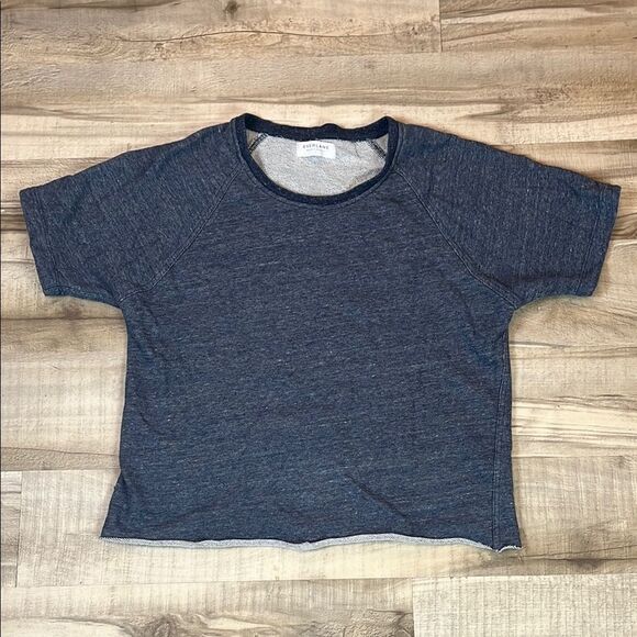 Everlane crop cutoff sweatshirt heather blue crewneck tee size large - Picture 1 of 3